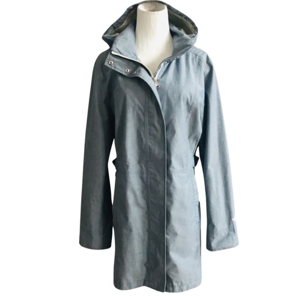 The North Face Jackets & Blazers - The North Face Dryvent Women Heather Blue Hooded Trench Rain Coat Jacket X Large